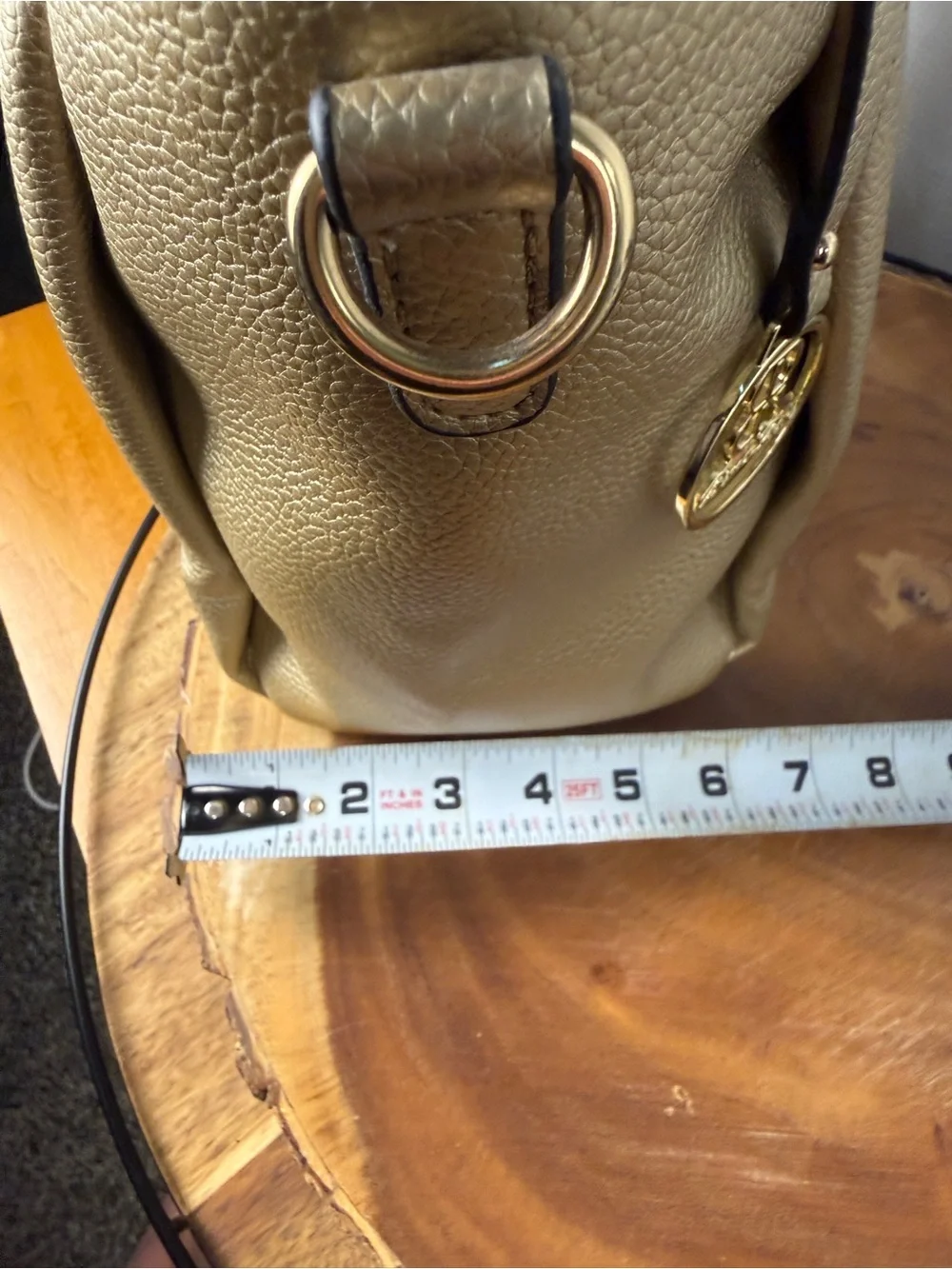 Bella Rose Gold Metallic Grommet Studded Satchel Crossbody Shoulder Tote Bag EUC